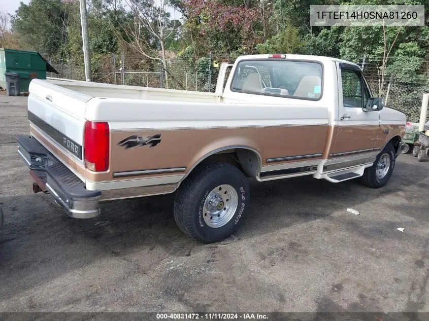 1995 Ford F150 VIN: 1FTEF14H0SNA81260 Lot: 40831472