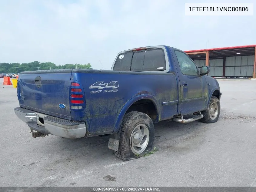 1997 Ford F-150 Lariat/Standard/Xl/Xlt VIN: 1FTEF18L1VNC80806 Lot: 39481597