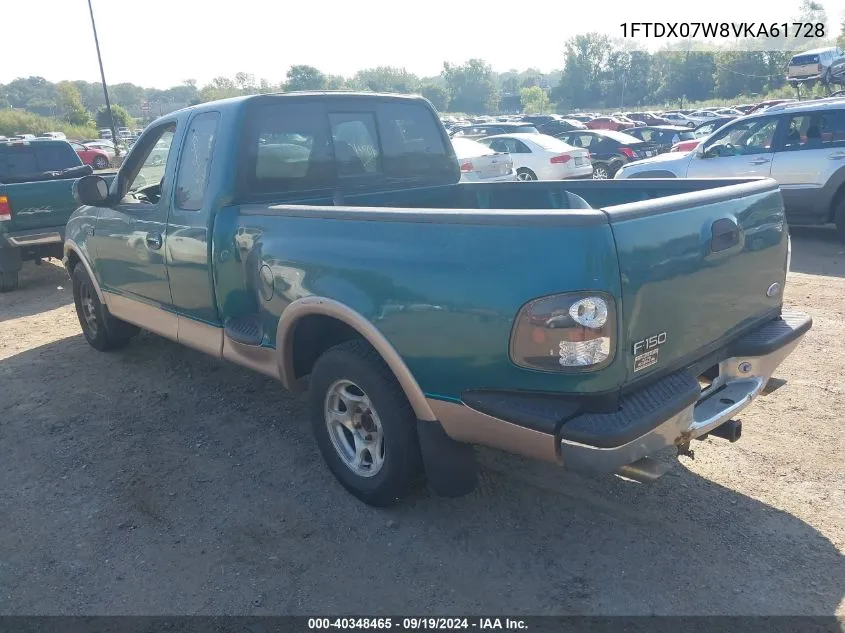 1997 Ford F-150 Lariat/Xl/Xlt VIN: 1FTDX07W8VKA61728 Lot: 40348465