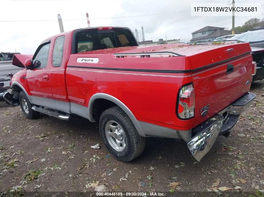 1997 Ford F-150 Lariat/Xl/Xlt VIN: 1FTDX18W2VKC34681 Lot: 40448189