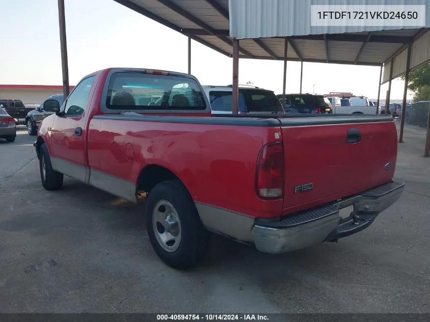 1997 Ford F-150 Standard/Xl/Xlt VIN: 1FTDF1721VKD24650 Lot: 40594754