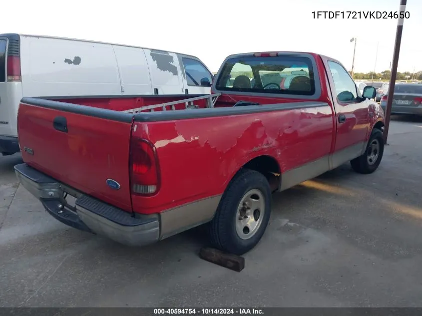 1997 Ford F-150 Standard/Xl/Xlt VIN: 1FTDF1721VKD24650 Lot: 40594754