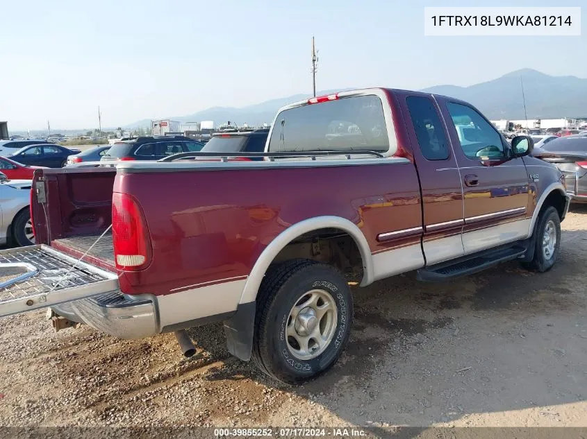 1998 Ford F-150 Lariat/Standard/Xl/Xlt VIN: 1FTRX18L9WKA81214 Lot: 39855252