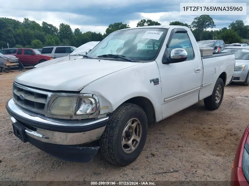 1998 Ford F-150 Lariat/Standard/Xl/Xlt VIN: 1FTZF1765WNA35960 Lot: 39919196