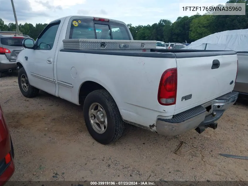 1998 Ford F-150 Lariat/Standard/Xl/Xlt VIN: 1FTZF1765WNA35960 Lot: 39919196