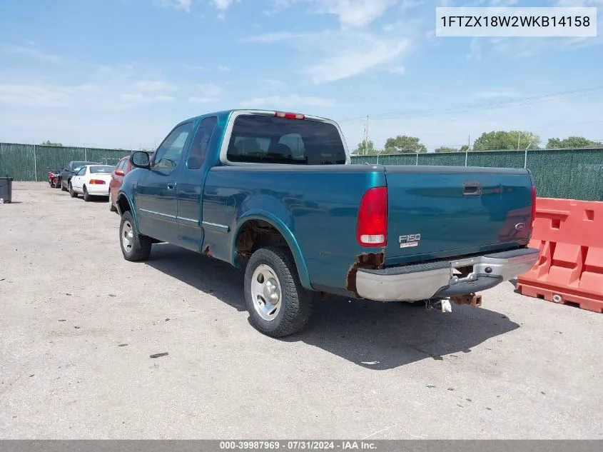 1998 Ford F-150 Lariat/Standard/Xl/Xlt VIN: 1FTZX18W2WKB14158 Lot: 39987969