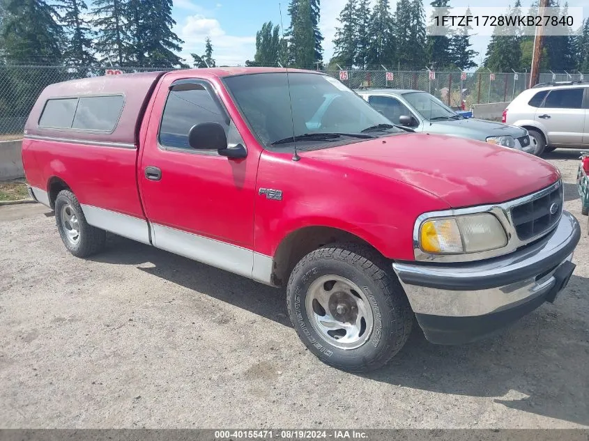 1998 Ford F-150 Standard/Xl/Xlt VIN: 1FTZF1728WKB27840 Lot: 40155471