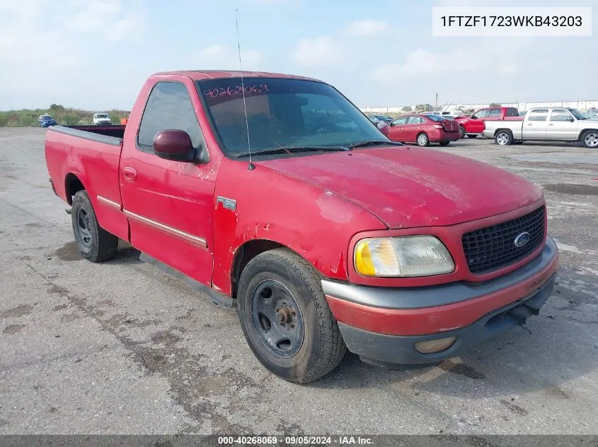 1998 Ford F-150 Standard/Xl/Xlt VIN: 1FTZF1723WKB43203 Lot: 40268069