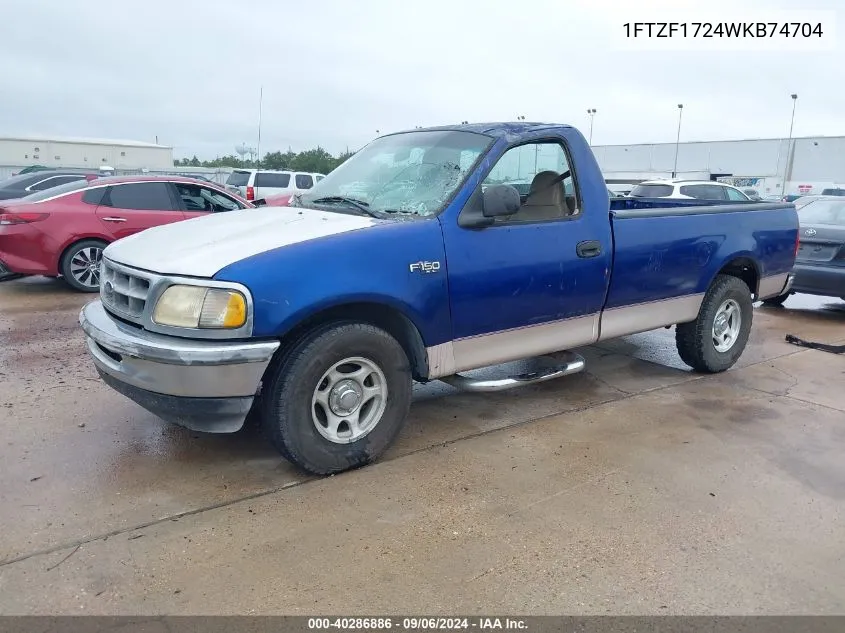 1998 Ford F-150 Standard/Xl/Xlt VIN: 1FTZF1724WKB74704 Lot: 40286886