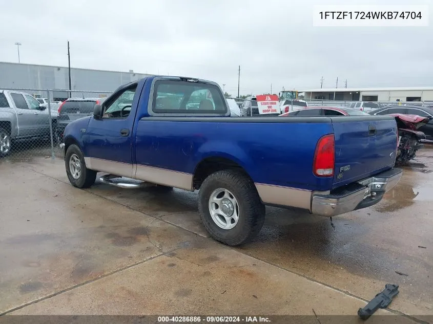 1998 Ford F-150 Standard/Xl/Xlt VIN: 1FTZF1724WKB74704 Lot: 40286886