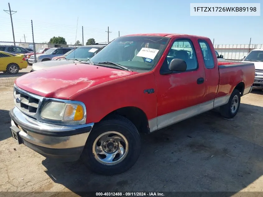 1998 Ford F-150 Standard/Xl/Xlt VIN: 1FTZX1726WKB89198 Lot: 40312488