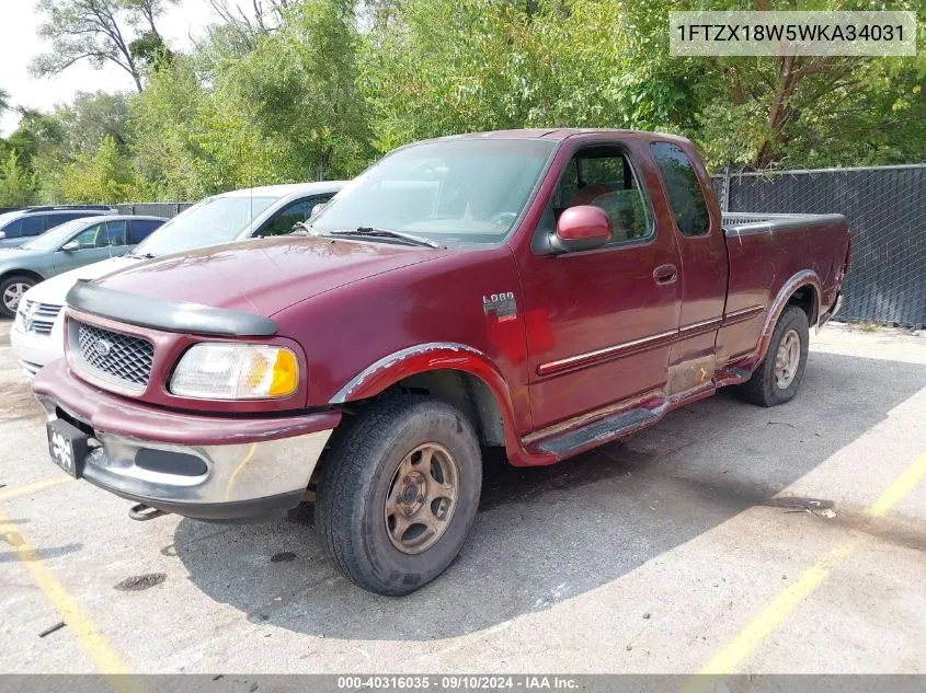 1998 Ford F-150 Lariat/Standard/Xl/Xlt VIN: 1FTZX18W5WKA34031 Lot: 40316035