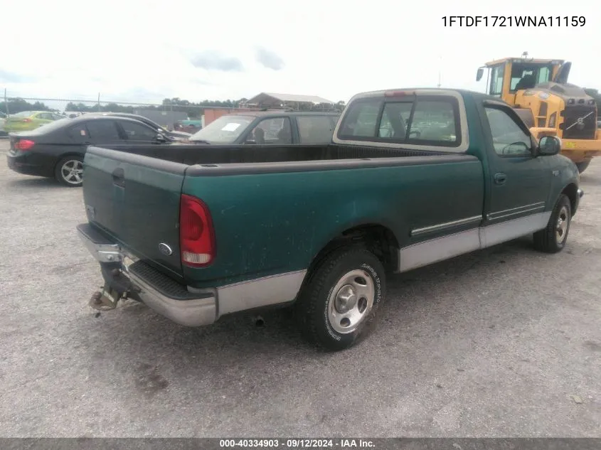 1998 Ford F-150 Standard/Xl/Xlt VIN: 1FTDF1721WNA11159 Lot: 40334903