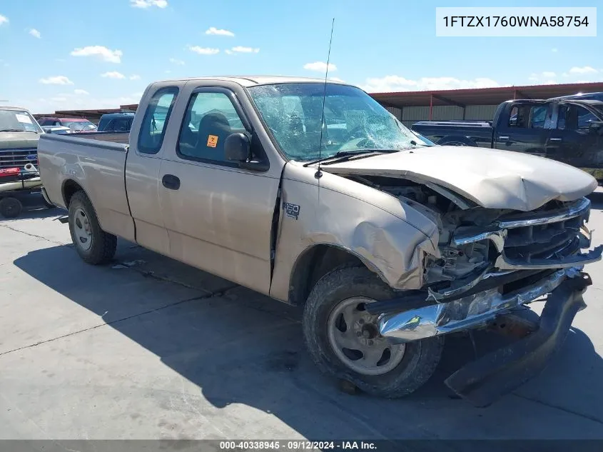 1998 Ford F-150 Lariat/Standard/Xl/Xlt VIN: 1FTZX1760WNA58754 Lot: 40338945