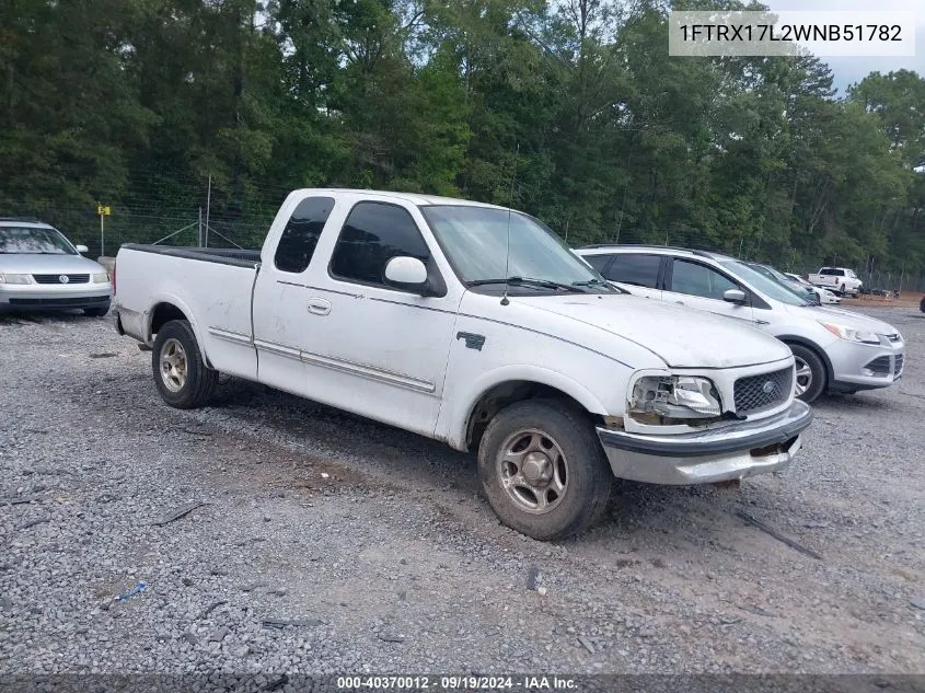 1998 Ford F-150 Lariat/Xl/Xlt VIN: 1FTRX17L2WNB51782 Lot: 40370012