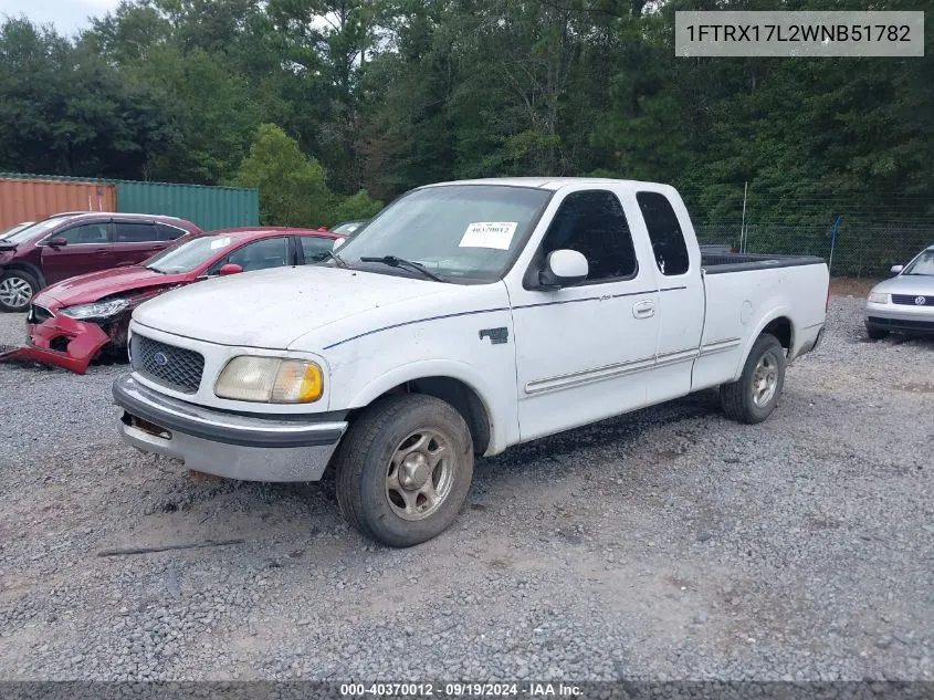 1998 Ford F-150 Lariat/Xl/Xlt VIN: 1FTRX17L2WNB51782 Lot: 40370012