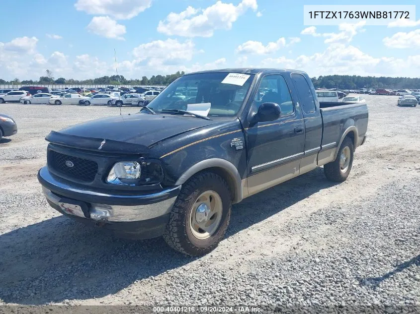 1998 Ford F-150 Lariat/Standard/Xl/Xlt VIN: 1FTZX1763WNB81772 Lot: 40401216