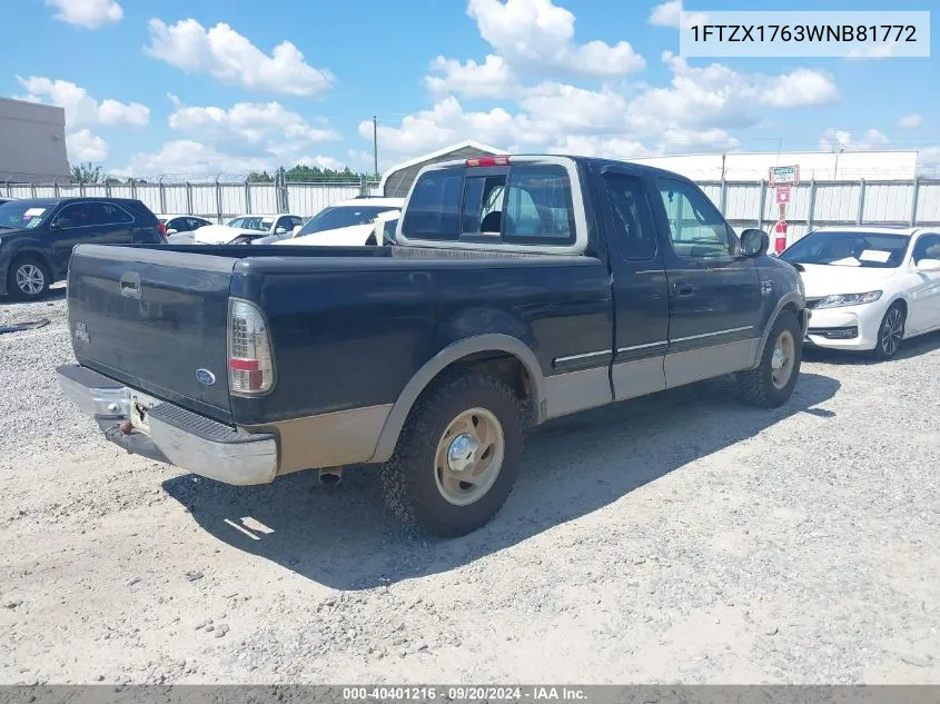 1998 Ford F-150 Lariat/Standard/Xl/Xlt VIN: 1FTZX1763WNB81772 Lot: 40401216