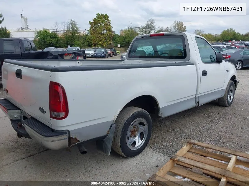 1998 Ford F-150 Standard/Xl/Xlt VIN: 1FTZF1726WNB67431 Lot: 40424188