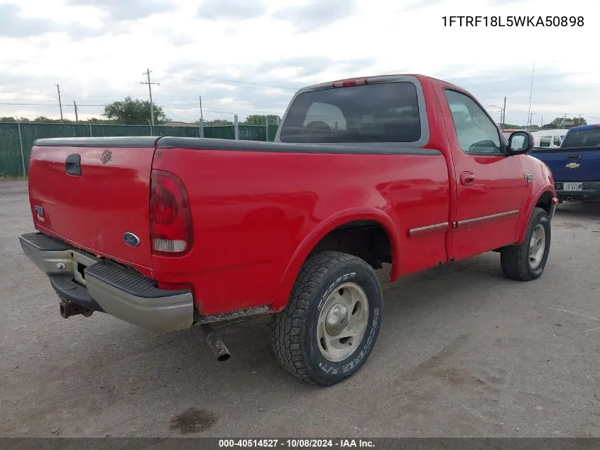 1998 Ford F150 VIN: 1FTRF18L5WKA50898 Lot: 40514527