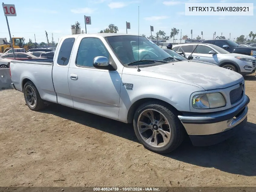 1998 Ford F-150 Lariat/Xl/Xlt VIN: 1FTRX17L5WKB28921 Lot: 40524759