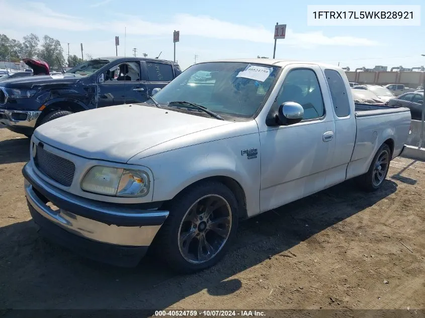 1998 Ford F-150 Lariat/Xl/Xlt VIN: 1FTRX17L5WKB28921 Lot: 40524759