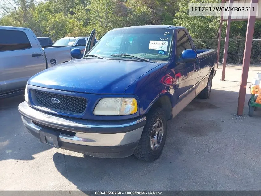 1998 Ford F-150 Lariat/Standard/Xl/Xlt VIN: 1FTZF17W0WKB63511 Lot: 40556768