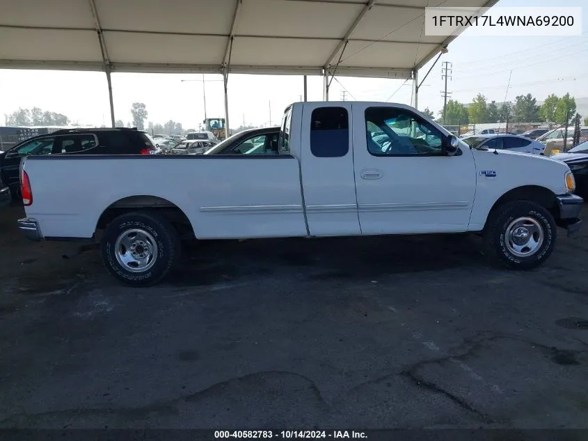 1998 Ford F-150 Lariat/Xl/Xlt VIN: 1FTRX17L4WNA69200 Lot: 40582783