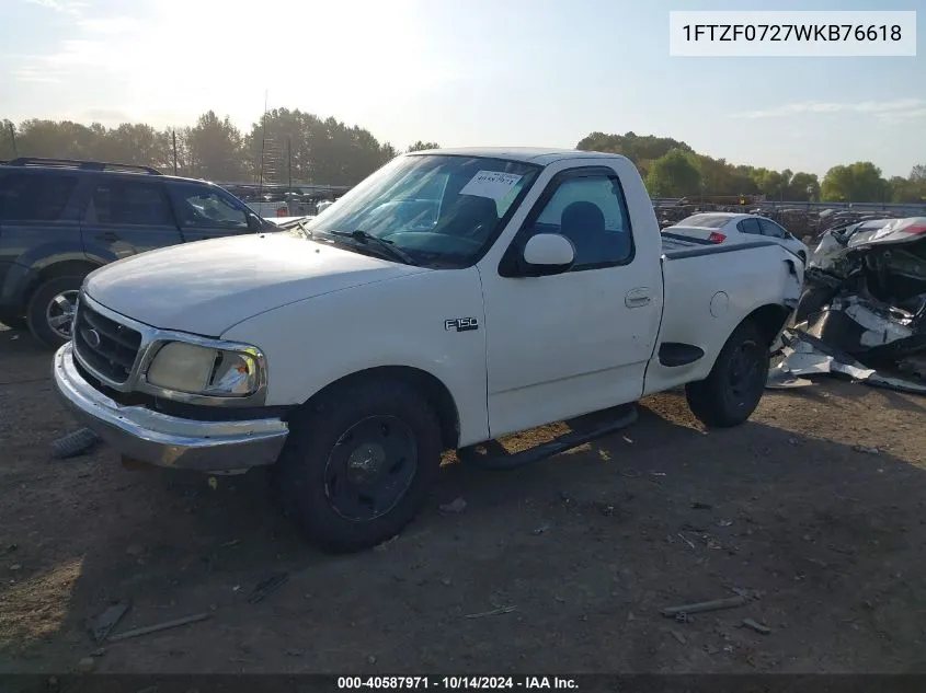 1998 Ford F-150 Xl/Xlt VIN: 1FTZF0727WKB76618 Lot: 40587971