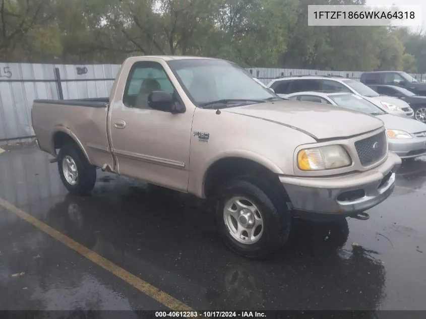 1998 Ford F-150 Lariat/Standard/Xl/Xlt VIN: 1FTZF1866WKA64318 Lot: 40612283