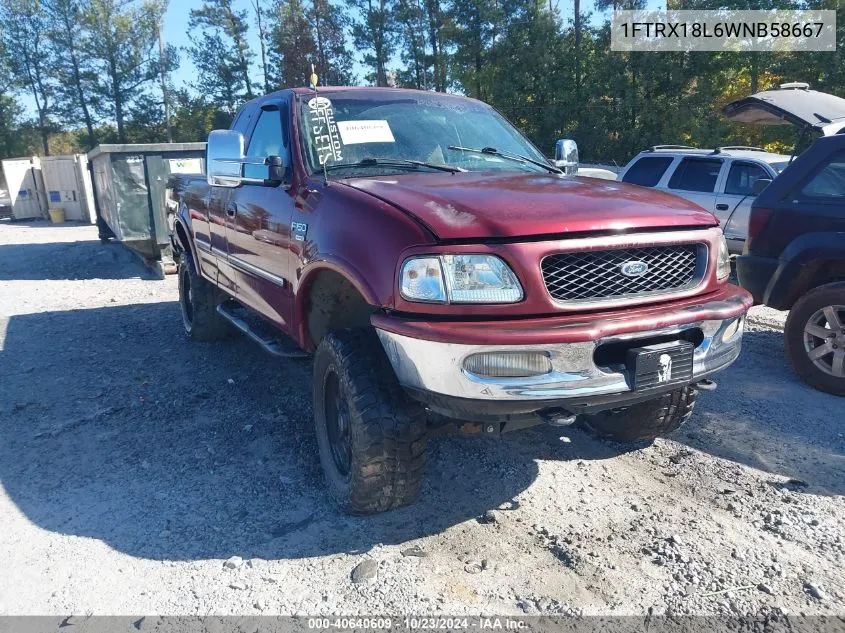 1998 Ford F-150 Lariat/Standard/Xl/Xlt VIN: 1FTRX18L6WNB58667 Lot: 40640609