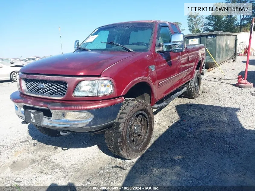 1998 Ford F-150 Lariat/Standard/Xl/Xlt VIN: 1FTRX18L6WNB58667 Lot: 40640609