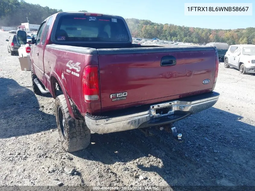 1998 Ford F-150 Lariat/Standard/Xl/Xlt VIN: 1FTRX18L6WNB58667 Lot: 40640609