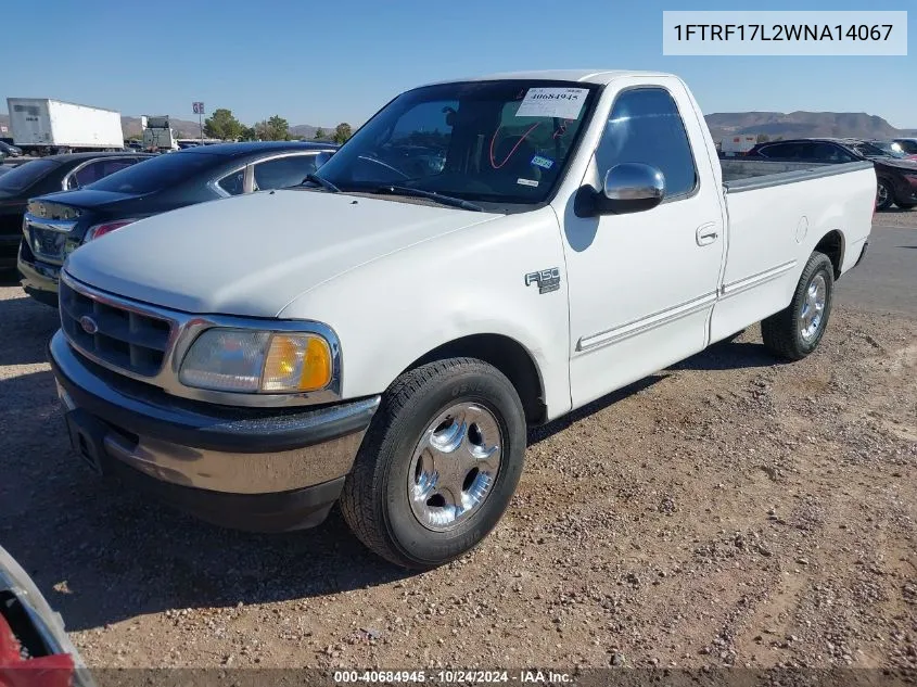 1998 Ford F-150 Lariat/Standard/Xl/Xlt VIN: 1FTRF17L2WNA14067 Lot: 40684945