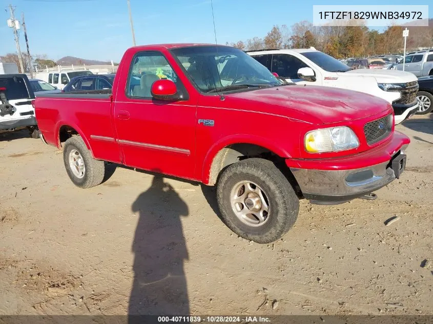 1998 Ford F-150 Standard/Xl/Xlt VIN: 1FTZF1829WNB34972 Lot: 40711839