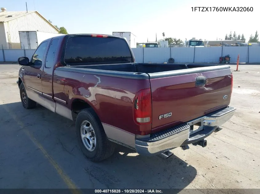 1998 Ford F-150 Lariat/Standard/Xl/Xlt VIN: 1FTZX1760WKA32060 Lot: 40715828