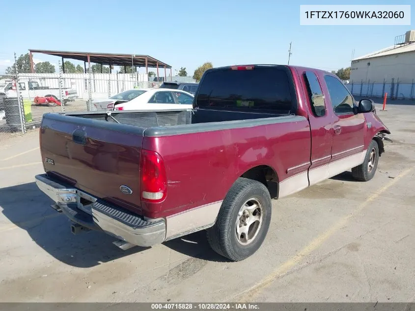 1998 Ford F-150 Lariat/Standard/Xl/Xlt VIN: 1FTZX1760WKA32060 Lot: 40715828