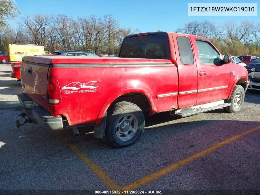 1998 Ford F-150 Lariat/Standard/Xl/Xlt VIN: 1FTZX18W2WKC19010 Lot: 40915932