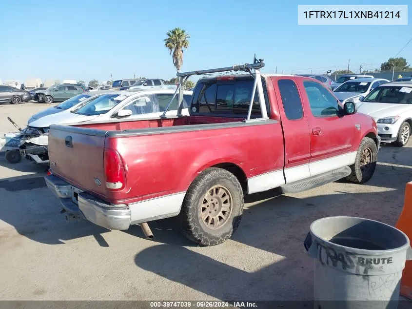 1999 Ford F-150 Lariat/Xl/Xlt VIN: 1FTRX17L1XNB41214 Lot: 39747039