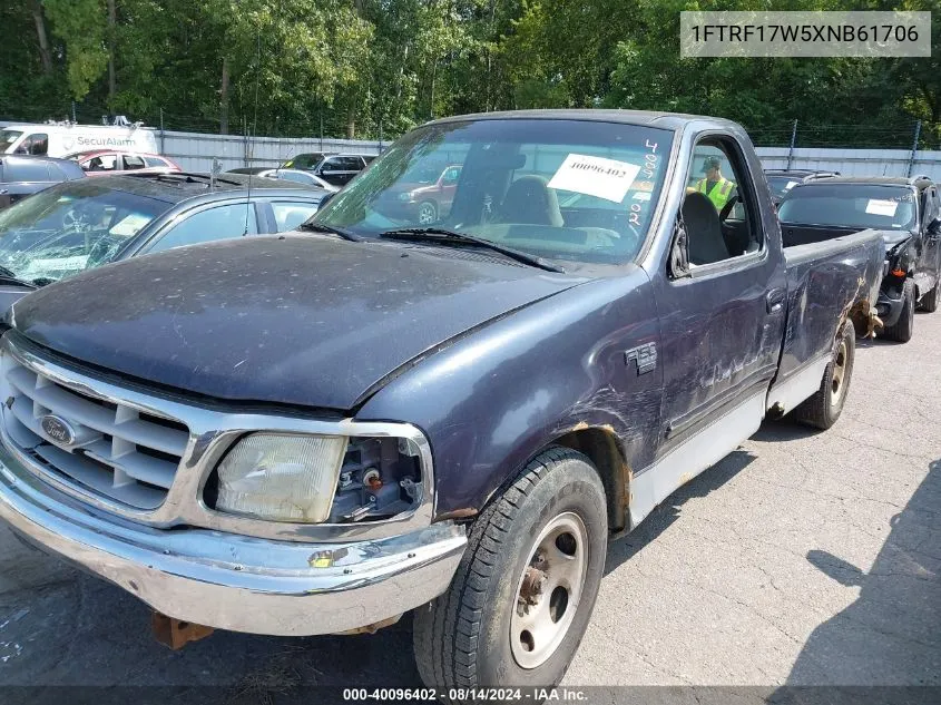 1999 Ford F-150 Lariat/Work Series/Xl/Xlt VIN: 1FTRF17W5XNB61706 Lot: 40096402