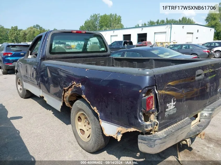 1999 Ford F-150 Lariat/Work Series/Xl/Xlt VIN: 1FTRF17W5XNB61706 Lot: 40096402