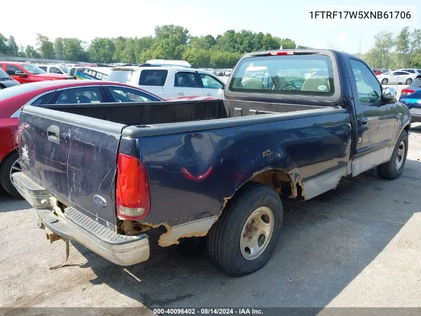 1999 Ford F-150 Lariat/Work Series/Xl/Xlt VIN: 1FTRF17W5XNB61706 Lot: 40096402