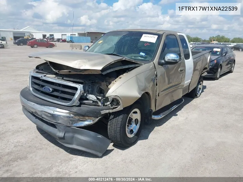 1999 Ford F-150 Lariat/Work Series/Xl/Xlt VIN: 1FTRX17W1XNA22539 Lot: 40212476