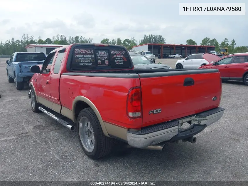 1FTRX17L0XNA79580 1999 Ford F-150 Lariat/Xl/Xlt