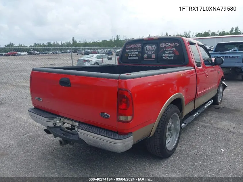 1999 Ford F-150 Lariat/Xl/Xlt VIN: 1FTRX17L0XNA79580 Lot: 40274194