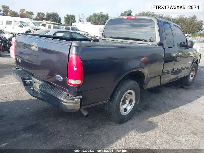 1999 Ford F-150 Lariat/Work Series/Xl/Xlt VIN: 1FTRX17W3XKB12874 Lot: 40302533