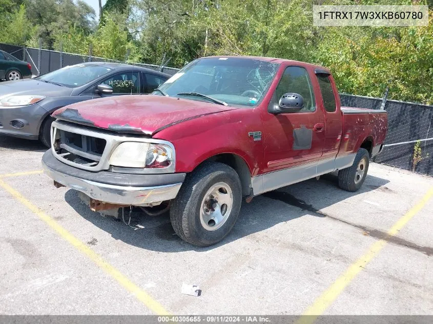 1999 Ford F-150 Lariat/Work Series/Xl/Xlt VIN: 1FTRX17W3XKB60780 Lot: 40305655