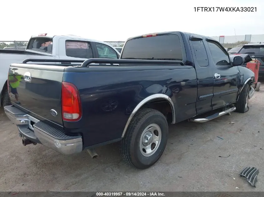 1999 Ford F-150 Lariat/Work Series/Xl/Xlt VIN: 1FTRX17W4XKA33021 Lot: 40319957