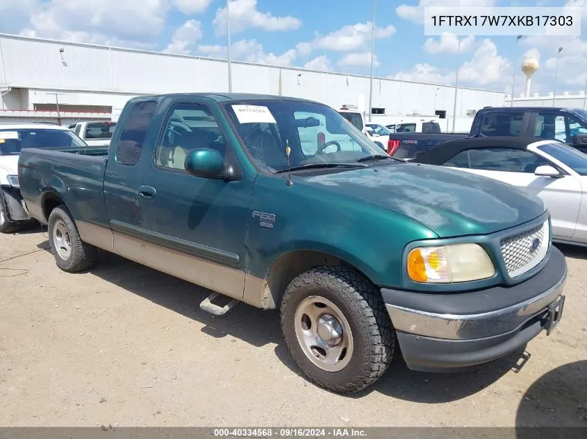 1999 Ford F-150 Lariat/Work Series/Xl/Xlt VIN: 1FTRX17W7XKB17303 Lot: 40334568