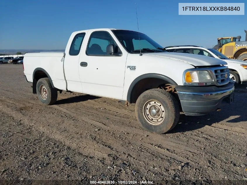 1999 Ford F-150 Lariat/Xl/Xlt VIN: 1FTRX18LXXKB84840 Lot: 40482830